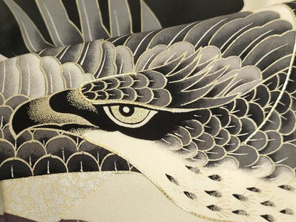 平和屋着物[]七五三　男の子　5歳　のしめ　祝着・行灯袴セット　駒刺繍　鷹絵巻文　金銀彩　逸品　AAAW6987ja