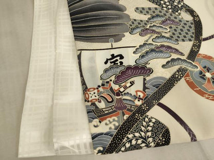 平和屋着物[]七五三　男の子　5歳　のしめ　祝着・行灯袴セット　駒刺繍　鷹絵巻文　金銀彩　逸品　AAAW6987ja