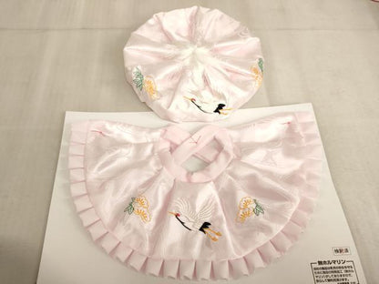 平和屋本店[]お宮参り　女の子　小物セット　刺繍　飛鶴文　箱付き　逸品　未使用　AAAW6998ja