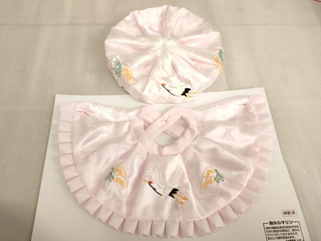 平和屋本店[]お宮参り　女の子　小物セット　刺繍　飛鶴文　箱付き　逸品　未使用　AAAW6998ja