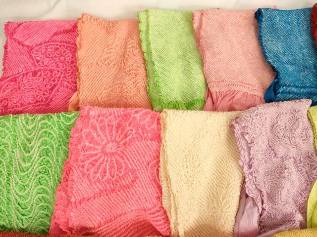 平和屋着物[]七五三　女の子　和装小物　帯揚げ25枚セット　総絞り　中抜き絞り　正絹　逸品　AAAW7058ja