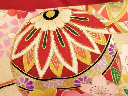 平和屋着物[]七五三　女の子　３歳　祝着　のしめ　刺繍　花手毬文　暈し染め　金糸　金彩　正絹　逸品　AAAW7070ja