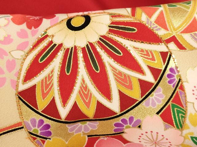 平和屋着物[]七五三　女の子　３歳　祝着　のしめ　刺繍　花手毬文　暈し染め　金糸　金彩　正絹　逸品　AAAW7070ja