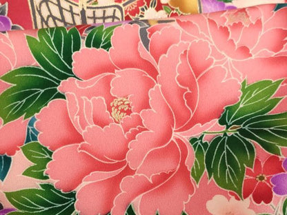 平和屋着物[]お宮参り　女の子　祝着　産着　初着　のしめ　御所車鴛鴦花文　暈し染め　金銀彩　逸品　AAAW7072ja