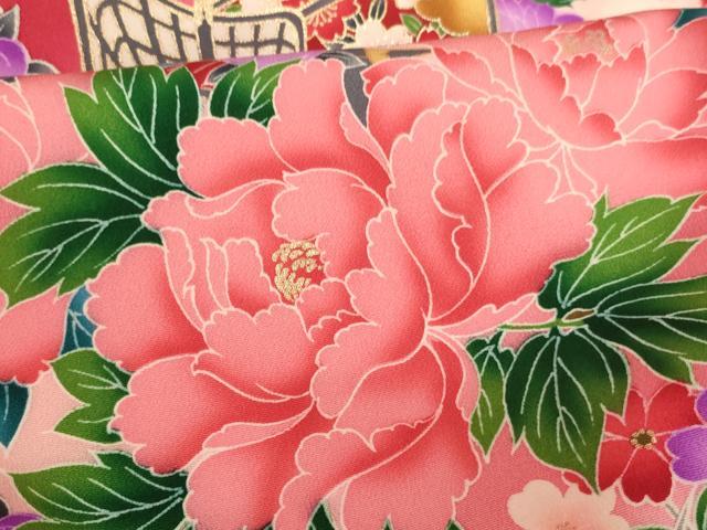 平和屋着物[]お宮参り　女の子　祝着　産着　初着　のしめ　御所車鴛鴦花文　暈し染め　金銀彩　逸品　AAAW7072ja