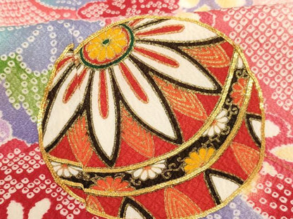 平和屋着物[]七五三　女の子　７歳　祝着　四つ身　長襦袢セット　駒刺繍　花手毬文　暈し染め　金彩　AAAW7082ja