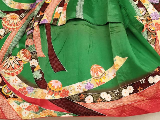 平和屋着物[]七五三　女の子　３歳　祝着　三つ身　長襦袢セット　束ね熨斗手毬文　金彩　AAAW7090ja