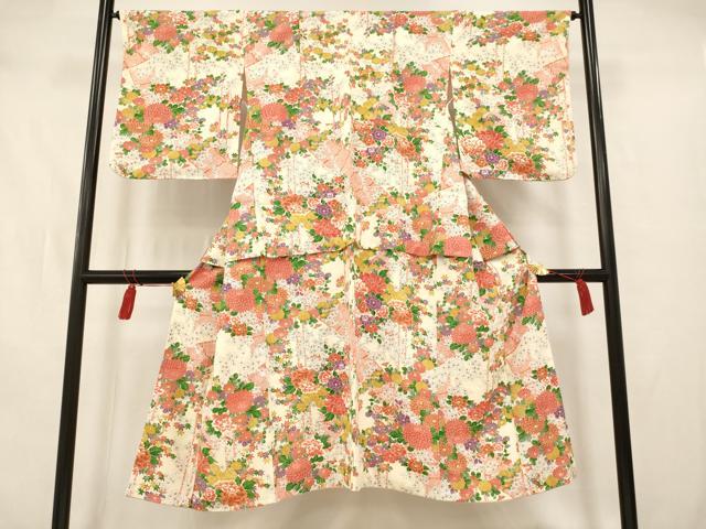 平和屋着物[]七五三　女の子　７歳　祝着　四つ身　草花文　洗える着物　AAAW7103ja