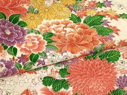 平和屋着物[]七五三　女の子　７歳　祝着　四つ身　草花文　洗える着物　AAAW7103ja
