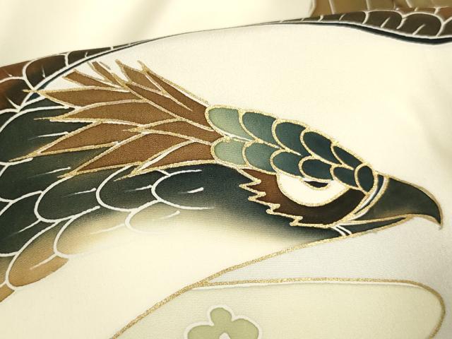平和屋着物[]お宮参り　男の子　祝着　産着　初着　のしめ　鷹　打出の小槌　暈し染め　金彩　逸品　AAAW7109ja