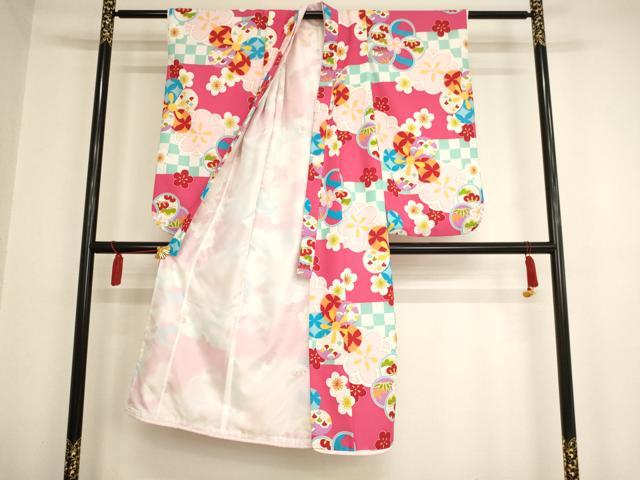 平和屋着物[]七五三　女の子　７歳　祝着　四つ身　長襦袢セット　舞花文　洗える着物　AAAW7115ja