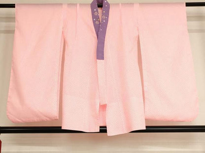 平和屋着物[]七五三　女の子　７歳　祝着　四つ身　長襦袢・袋帯セット　夜桜舞蝶文　黒地　金彩　洗える着物　AAAW7116ja