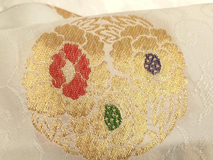 平和屋本店▼夏物　打敷　内敷2点セット　牡丹丸文　金糸　法衣　寺院　仏具　仏教　僧侶　神職　装束　未使用　AAAW7228ja