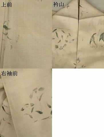 平和屋着物▽上質な小紋 単衣 紬地 草花文 正絹 逸品 AAAW7245jd