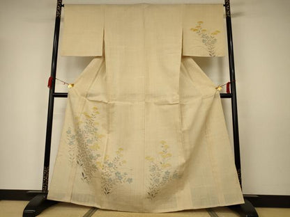 平和屋着物▽染織の名門 しょうざん 生紬 訪問着 単衣 手描き 草花文 正絹 逸品 AAAW7306jd