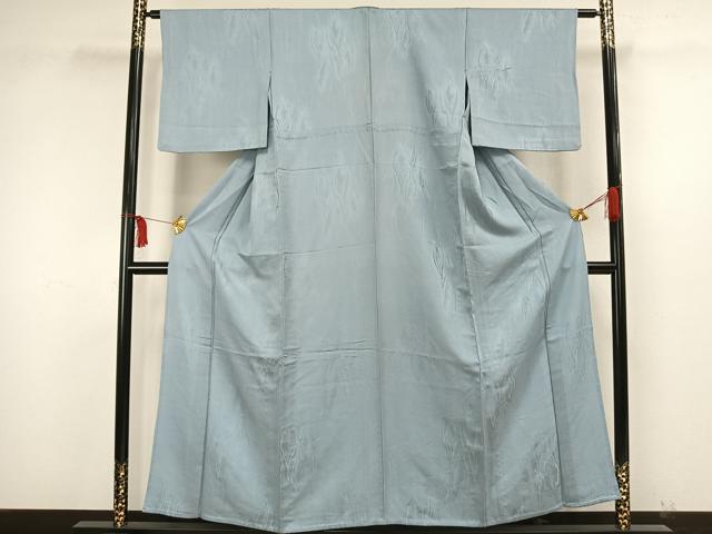 平和屋着物▽上質な色無地 単衣 杢目地紋 水色 正絹 逸品 AAAW7561fy