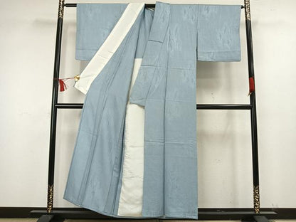 平和屋着物▽上質な色無地 単衣 杢目地紋 水色 正絹 逸品 AAAW7561fy