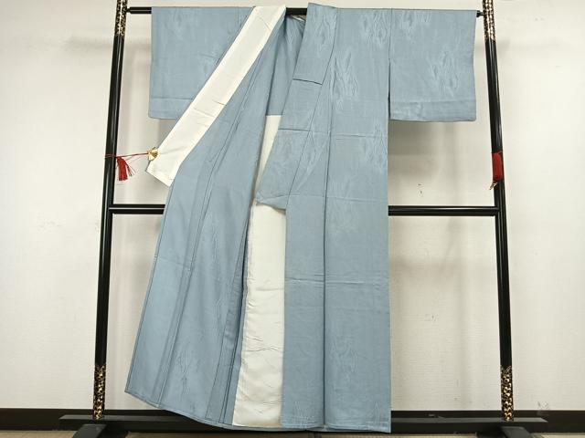 平和屋着物▽上質な色無地 単衣 杢目地紋 水色 正絹 逸品 AAAW7561fy