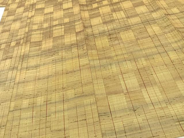 平和屋着物▽上質な紬 単衣 格子 正絹 逸品 AAAW7563fy