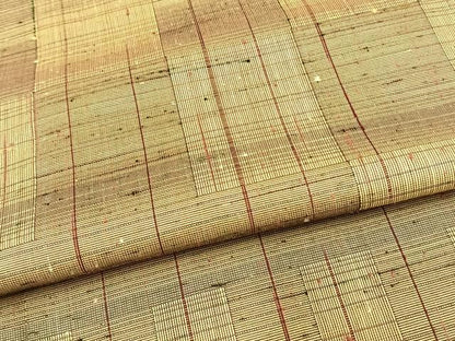 平和屋着物▽上質な紬 単衣 格子 正絹 逸品 AAAW7563fy