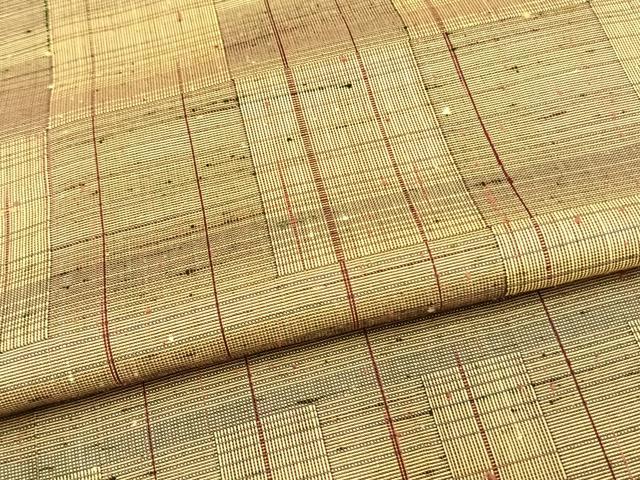 平和屋着物▽上質な紬 単衣 格子 正絹 逸品 AAAW7563fy