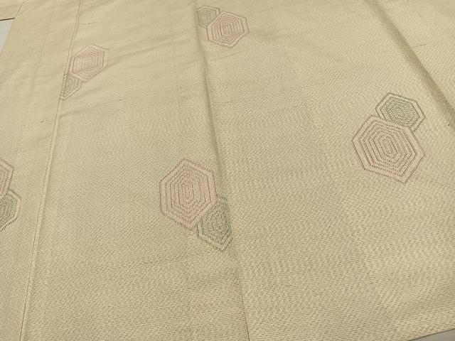 平和屋着物▽上質な紬　単衣　亀甲文様　正絹　逸品　未使用　AAAW7564fy