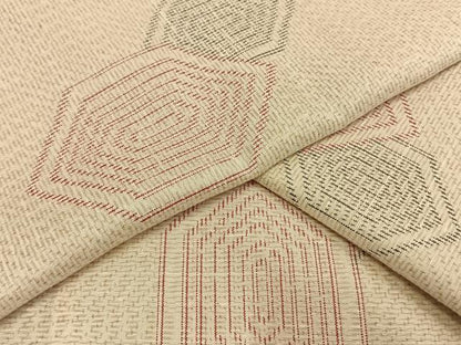 平和屋着物▽上質な紬　単衣　亀甲文様　正絹　逸品　未使用　AAAW7564fy