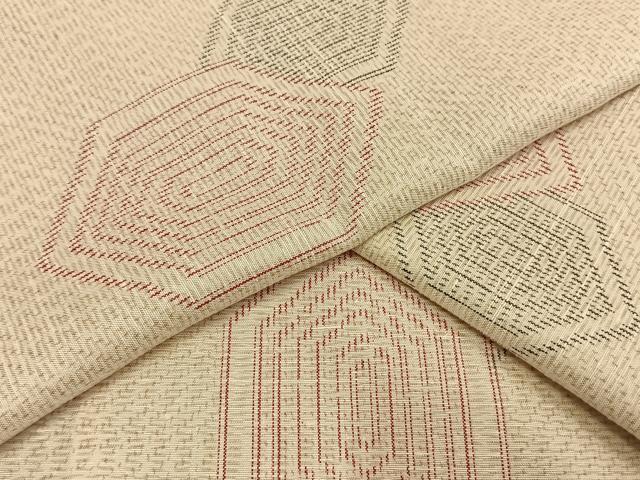 平和屋着物▽上質な紬　単衣　亀甲文様　正絹　逸品　未使用　AAAW7564fy