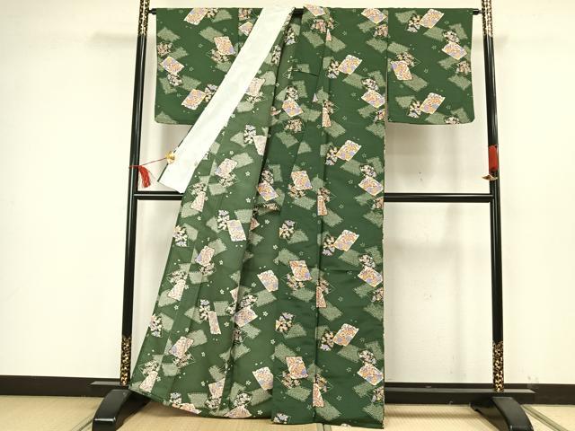 平和屋着物▽小紋 単衣 色紙花文 洗える着物 AAAW7567fy