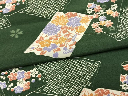 平和屋着物▽小紋 単衣 色紙花文 洗える着物 AAAW7567fy