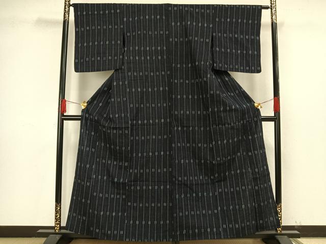 平和屋着物▽上質な紬 単衣 縞 正絹 逸品 AAAW7573fy