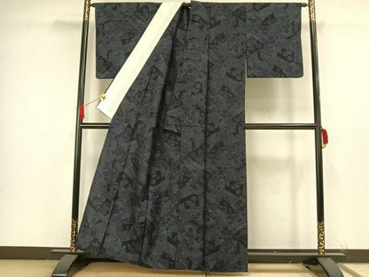 平和屋着物▽結城紬 単衣 亀甲花文 正絹 逸品 AAAW7574fy