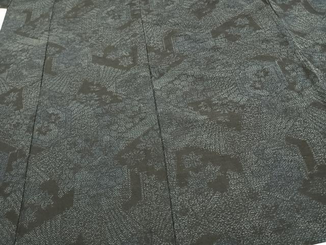 平和屋着物▽結城紬 単衣 亀甲花文 正絹 逸品 AAAW7574fy