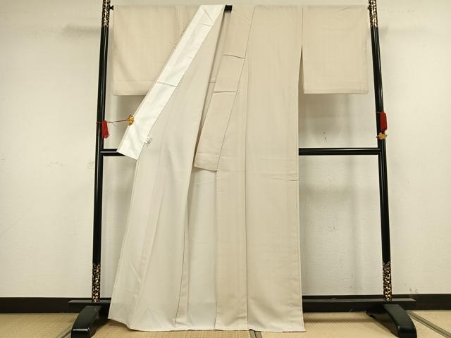 平和屋着物▽江戸小紋 単衣 万筋 オレンジ色×白色 洗える着物 AAAW7576fy