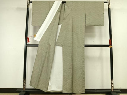 平和屋着物▽本場大島紬 単衣 7マルキ 幾何学文様 正絹 逸品 AAAW7578fy