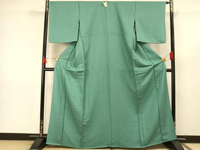 平和屋着物▽上質な色無地 単衣 青磁色 正絹 逸品 AAAW7582fy