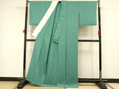 平和屋着物▽上質な色無地 単衣 青磁色 正絹 逸品 AAAW7582fy