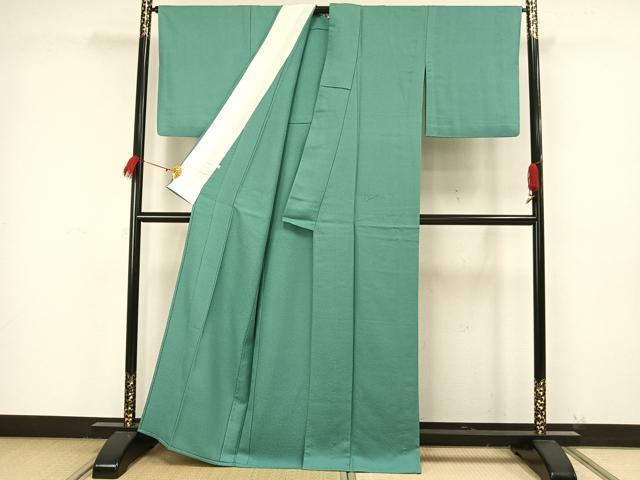 平和屋着物▽上質な色無地 単衣 青磁色 正絹 逸品 AAAW7582fy