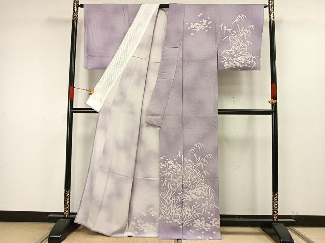 平和屋着物▽訪問着 単衣 草花文 正絹 逸品 AAAW7584fy