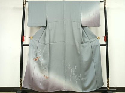 平和屋着物▽訪問着 単衣 風景人物文 暈し染め 金彩 正絹 逸品 AAAW7585fy