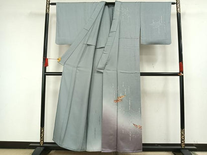 平和屋着物▽訪問着 単衣 風景人物文 暈し染め 金彩 正絹 逸品 AAAW7585fy