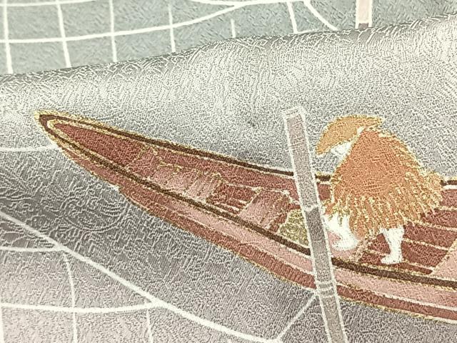 平和屋着物▽訪問着 単衣 風景人物文 暈し染め 金彩 正絹 逸品 AAAW7585fy