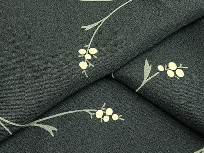平和屋着物▽上質な小紋 単衣 草花文 正絹 逸品 AAAW7586fy