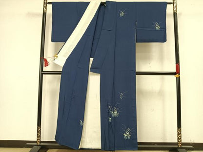 平和屋着物▽訪問着 単衣 草花文 京都工芸染織 宮下 たとう紙付き 正絹 逸品 AAAW7590fy