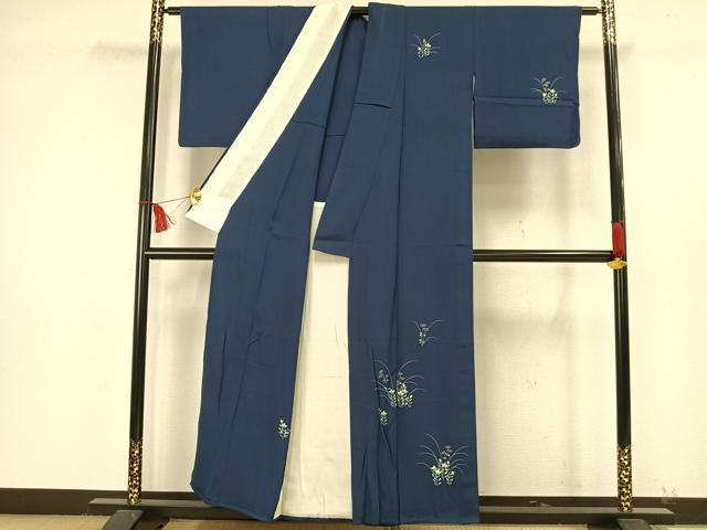 平和屋着物▽訪問着 単衣 草花文 京都工芸染織 宮下 たとう紙付き 正絹 逸品 AAAW7590fy