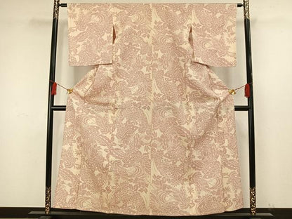 平和屋着物▽本塩沢 単衣 花蝶文 正絹 逸品 未使用 AAAW7593fy