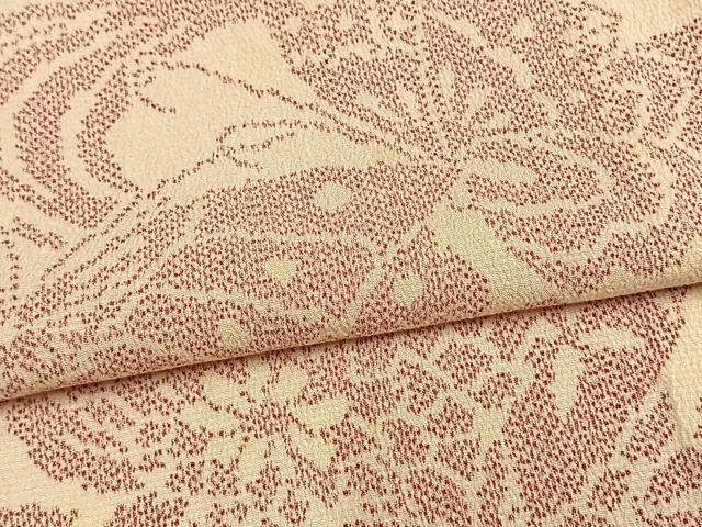 平和屋着物▽本塩沢 単衣 花蝶文 正絹 逸品 未使用 AAAW7593fy