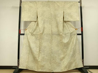 平和屋着物▽本場縞大島紬 単衣 切嵌花文 正絹 逸品 AAAW7595fy