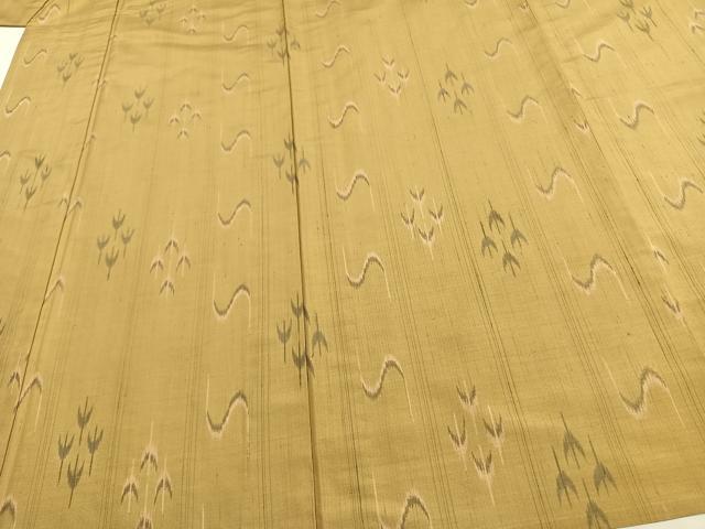 平和屋着物▽上質な紬 単衣 幾何学文様 正絹 逸品 AAAW7598fy