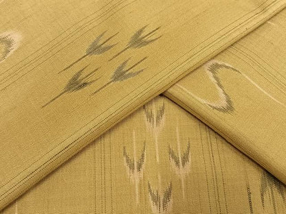 平和屋着物▽上質な紬 単衣 幾何学文様 正絹 逸品 AAAW7598fy